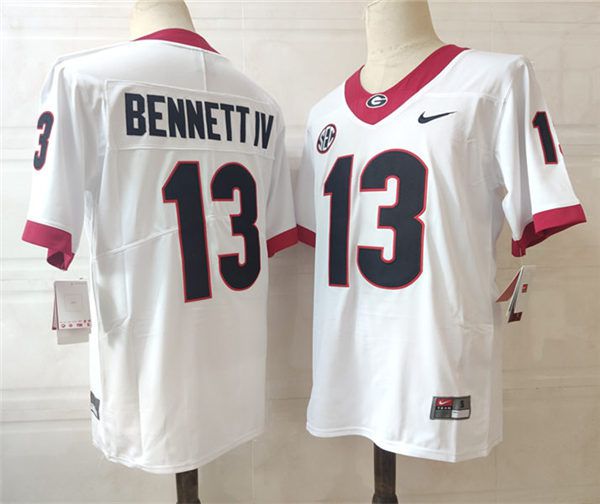 Men Georgia Bulldogs 13 Bennettiv White Nike 2025 NCAA Jersey